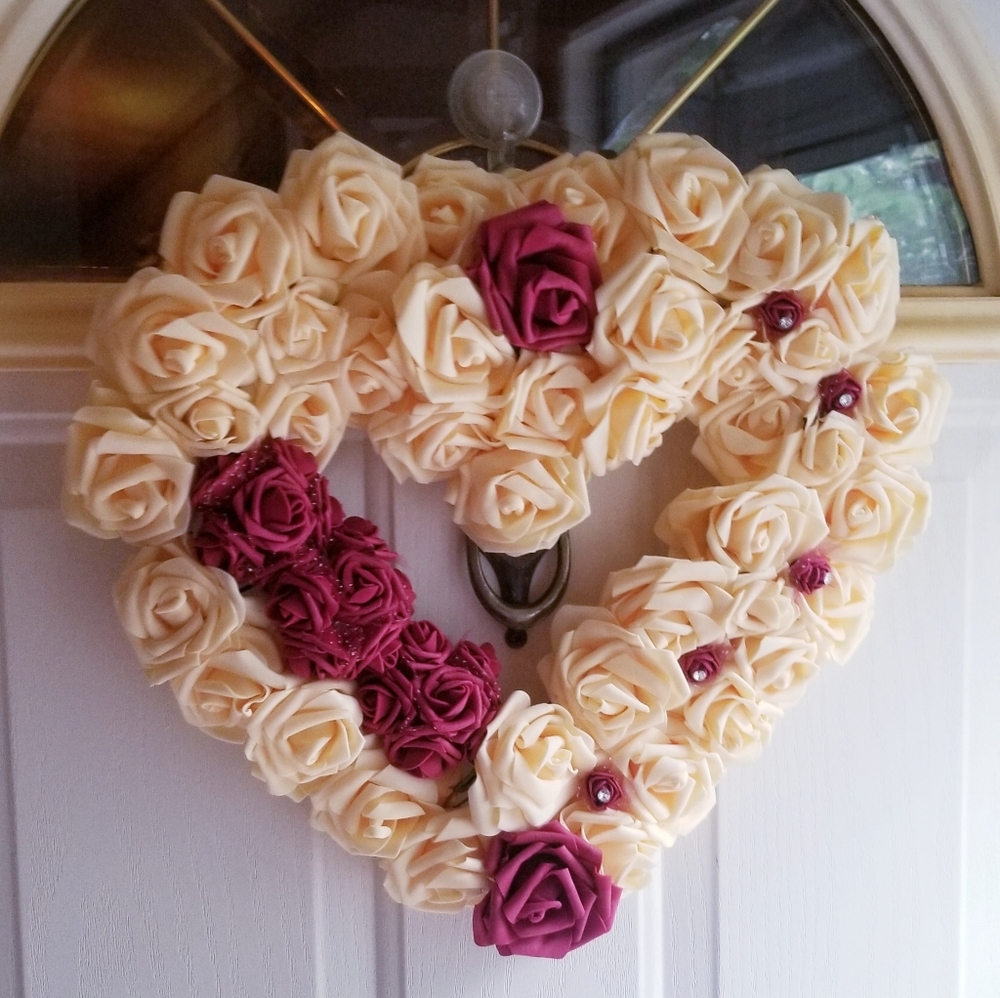 Rose Wreath Handmade CYSTIC FIBROSIS - Picture 1 of 4